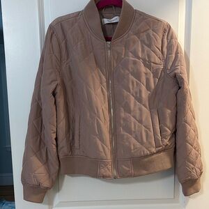 Quilted bomber jacket by workshop size small tan perfect for spring